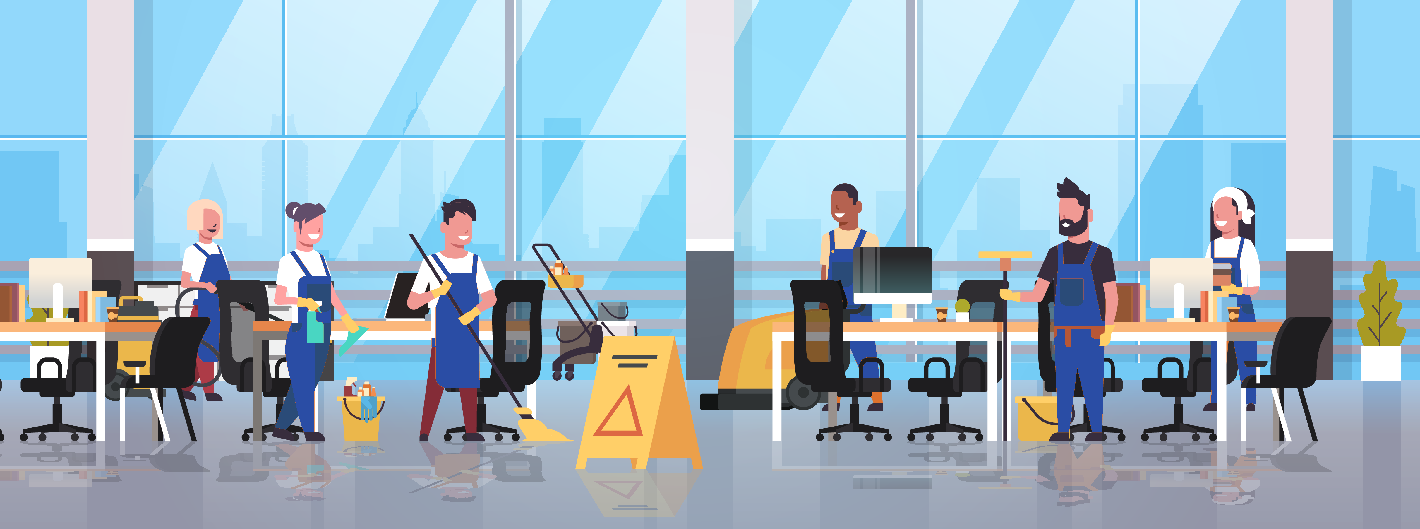 imagen limpieza de oficinas animado